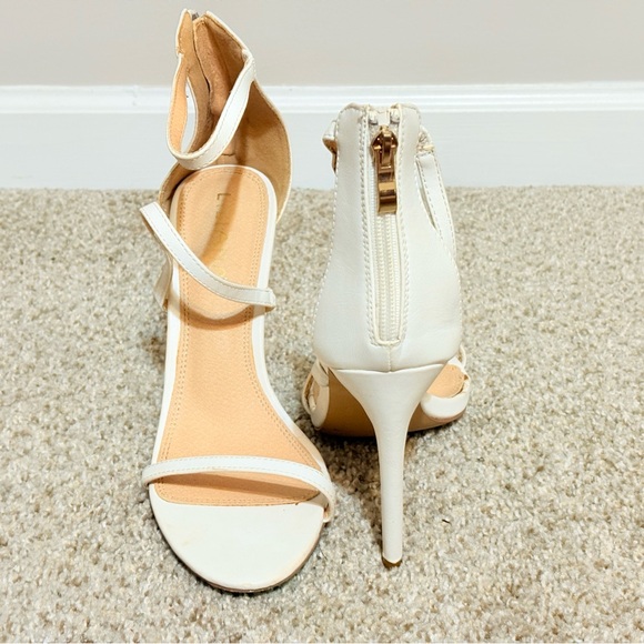 White High Heeled Sandals with Strappy Design and Tall Stiletto Heel - Picture 2 of 6